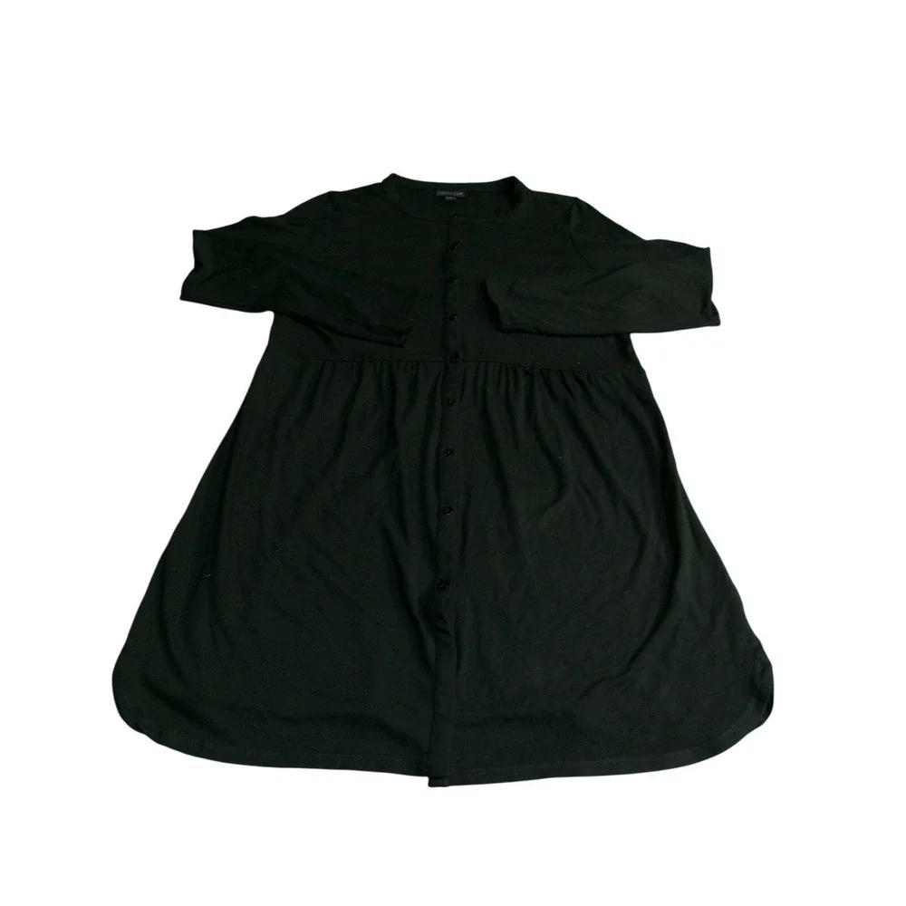 J. Jill Wearever Collection Black Button Down Stretch Tunic Midi Dress‎ Small